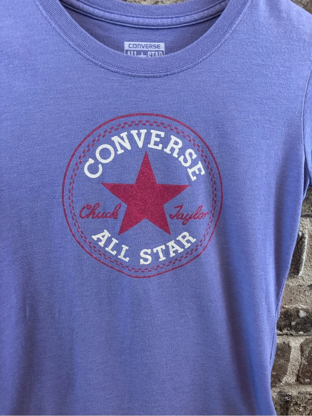 Converse Girls Lavender Short Sleeve All Star Size Large